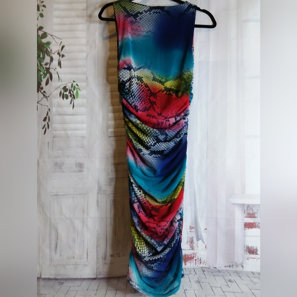 Boston Proper multi color python print ruched dress size S NWOT - Picture 6 of 12